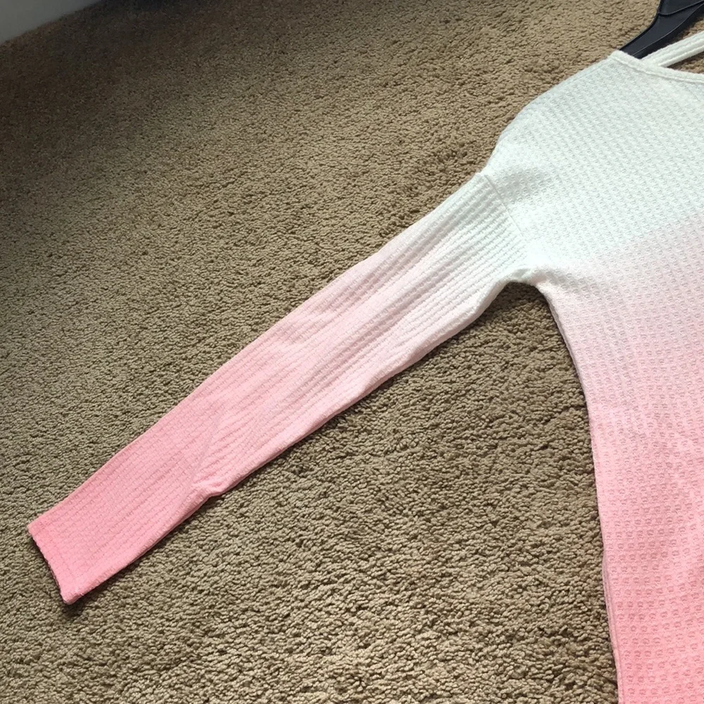The Children's‎ Place Top Girls Size XXL 16 White Pink Ombre Long Sleeve NWT